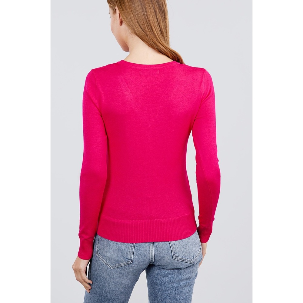 Long Sleeve V-neck Button Down Sweater Cardigan - Picture 4 of 7